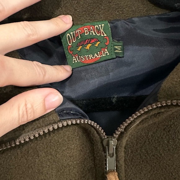Vintage Outback Australia Fleece Jacket Zip Embroidered Kangaroo Brown Med 90s - Picture 3 of 7
